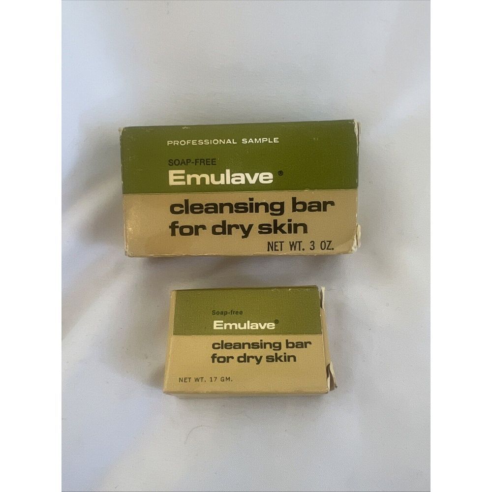 Vtg Aveeno Emulave Cleansing Bar‎ Dry Skin Soap Free 3 Oz & Mini Bar Sample NEW